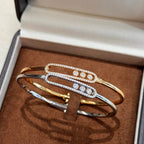 [Clover Jewelry]Move Pavé Diamond Bangle Bracelet M