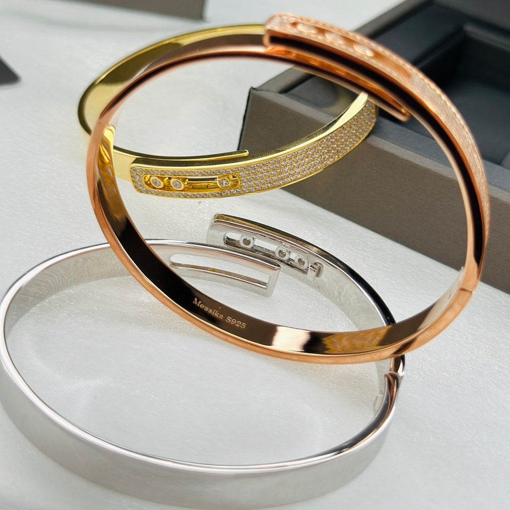[Clover Jewelry]Move Noa Rose Gold Pavé Diamond Bangle Bracelet