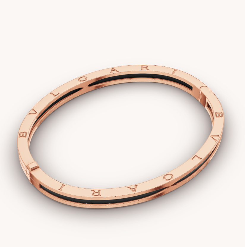 [Clover Jewelry]ZERO 1 PINK GOLD WITH BLACK CERAMIC BRACELET