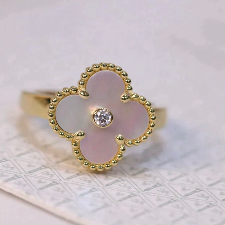 [Clover Jewelry]CLOVER PINK MOP RING GOLD DIAMOND