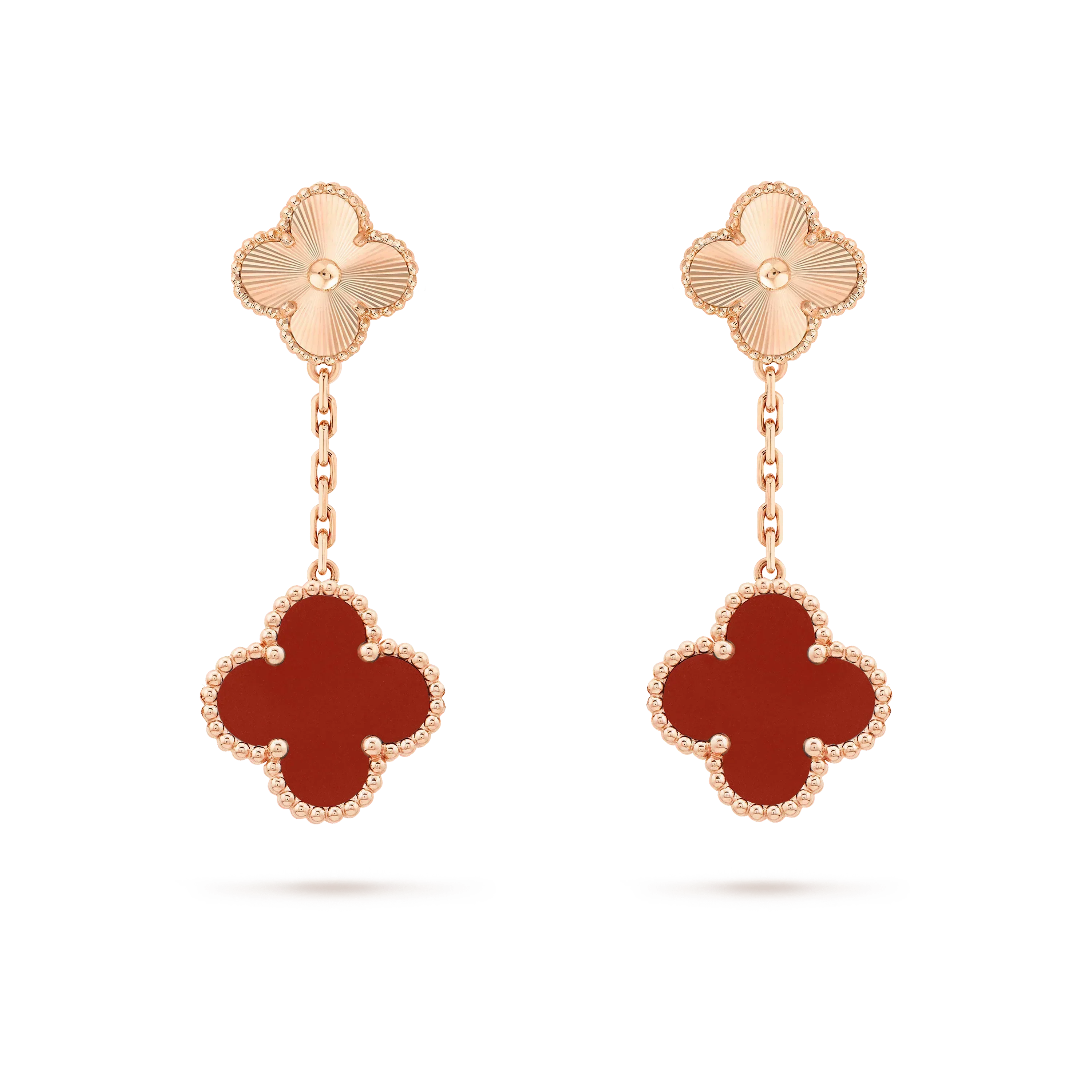 [Clover Jewelry]CLOVER 2 MOTIF  LASER CARNELIAN EARRINGS