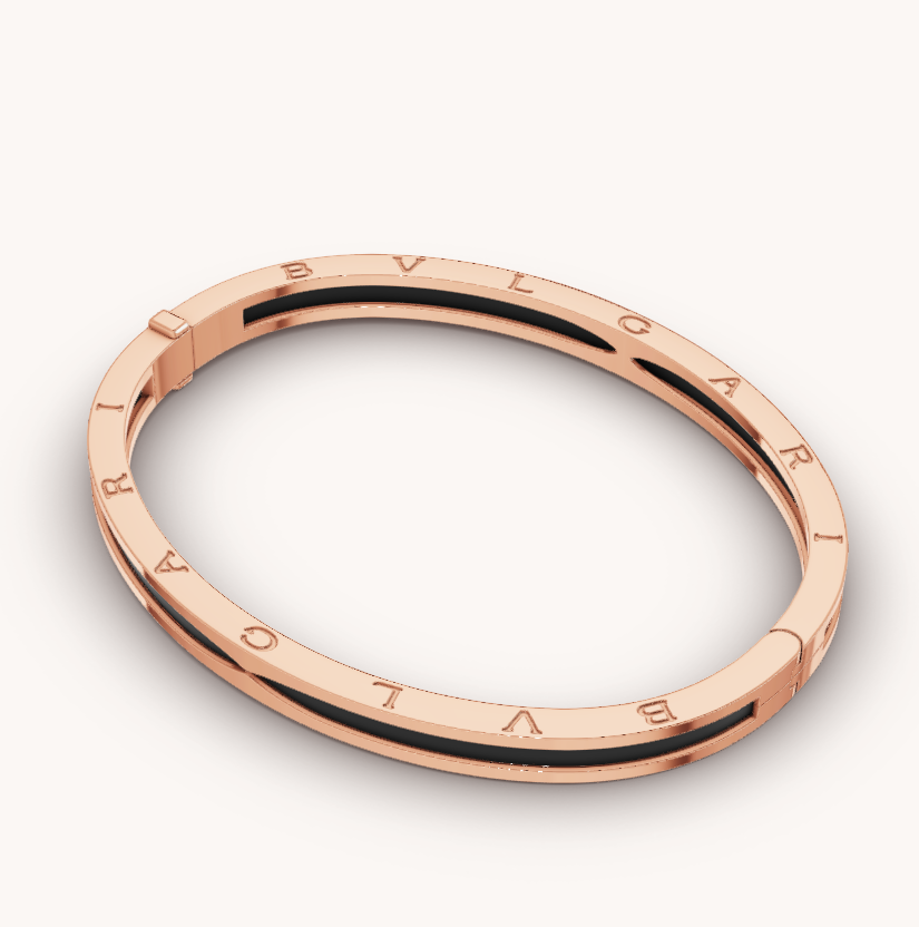 [Clover Jewelry]ZERO 1 PINK GOLD WITH BLACK CERAMIC BRACELET