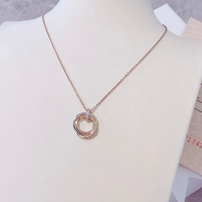 [Clover Jewelry]TRINITY NECKLACE GOLD  DIAMONDS