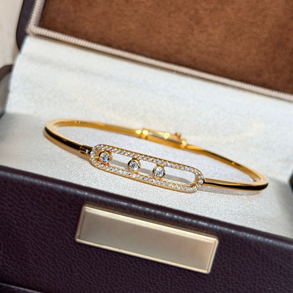 [Clover Jewelry]Move Pavé Diamond Bangle Bracelet M