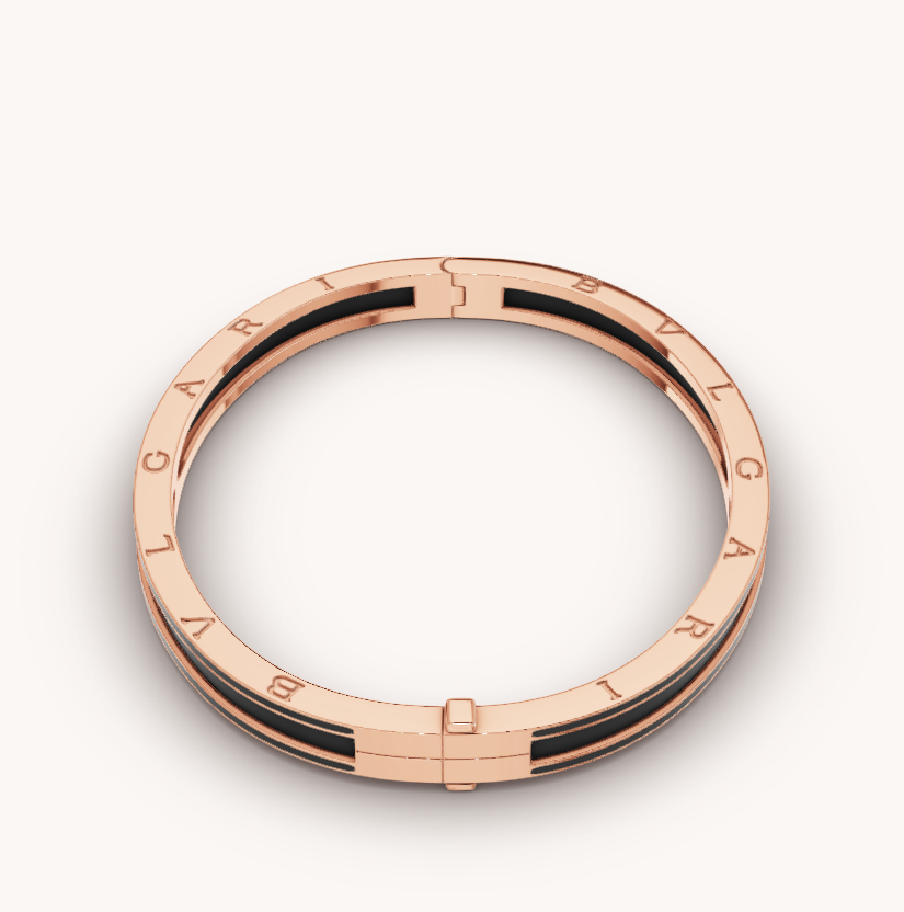 [Clover Jewelry]ZERO 1 PINK GOLD WITH MATTE BLACK CERAMIC BRACELET