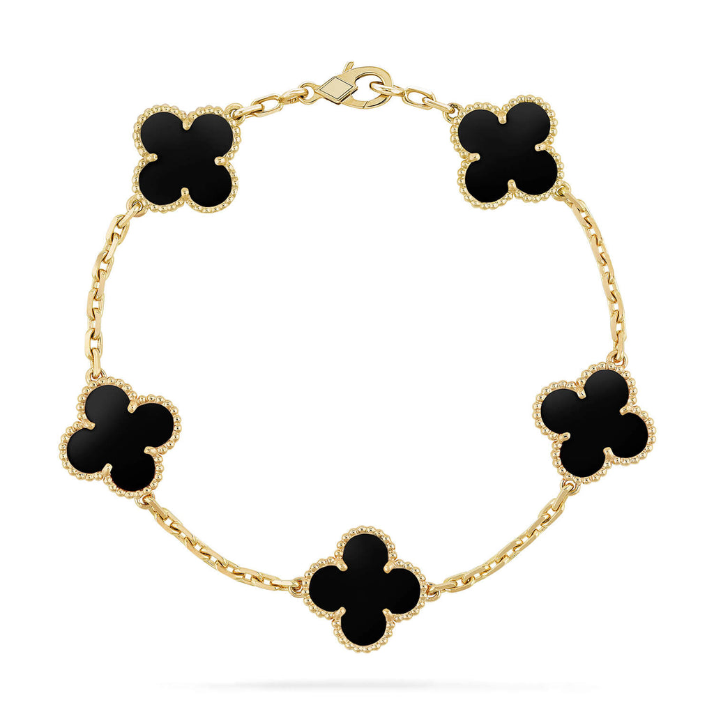 [Clover Jewelry]CLOVER  5 MOTIFS BLACK ONYX BRACELET