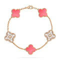 [Clover Jewelry]CLOVER 5 MOTIF DIAMOND PINK MOP PINK GOLD BRACELET