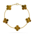 [Clover Jewelry]CLOVER  5 MOTIFS TIGER EYE BRACELET