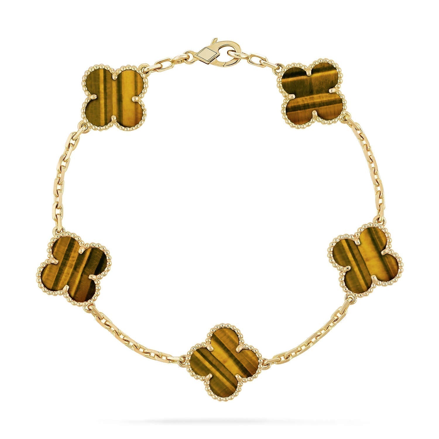 [Clover Jewelry]CLOVER  5 MOTIFS TIGER EYE BRACELET