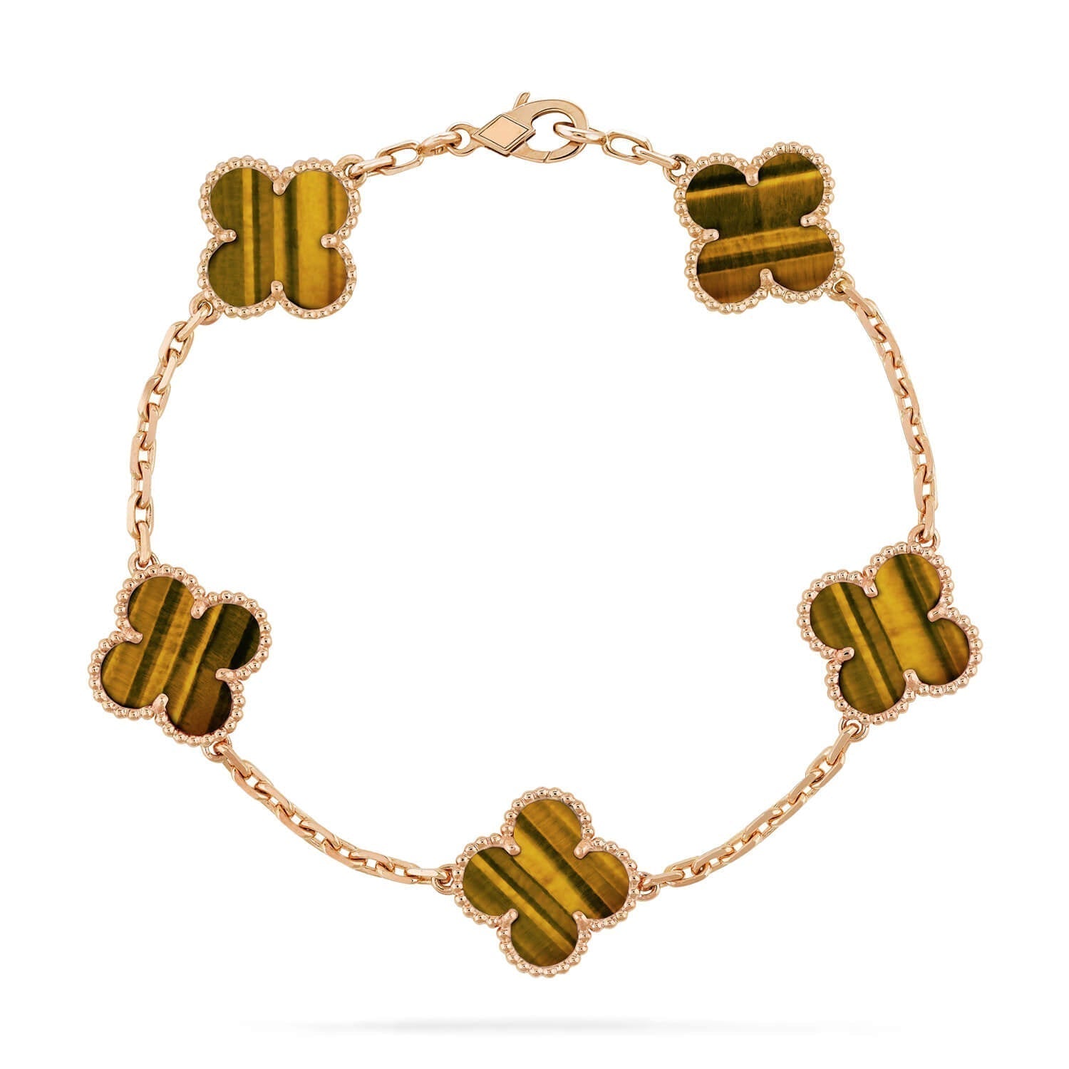 [Clover Jewelry]CLOVER  5 MOTIFS TIGER EYE BRACELET