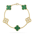 [Clover Jewelry]CLOVER  5 MOTIF MALACHITE DIAMOND BRACELET