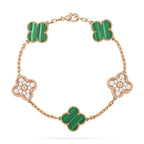 [Clover Jewelry]CLOVER  5 MOTIF MALACHITE DIAMOND BRACELET