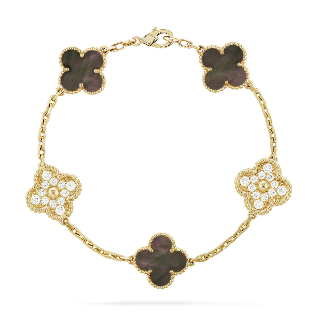 [Clover Jewelry]CLOVER 5 MOTIF GRAY MOP DIAMOND BRACELET