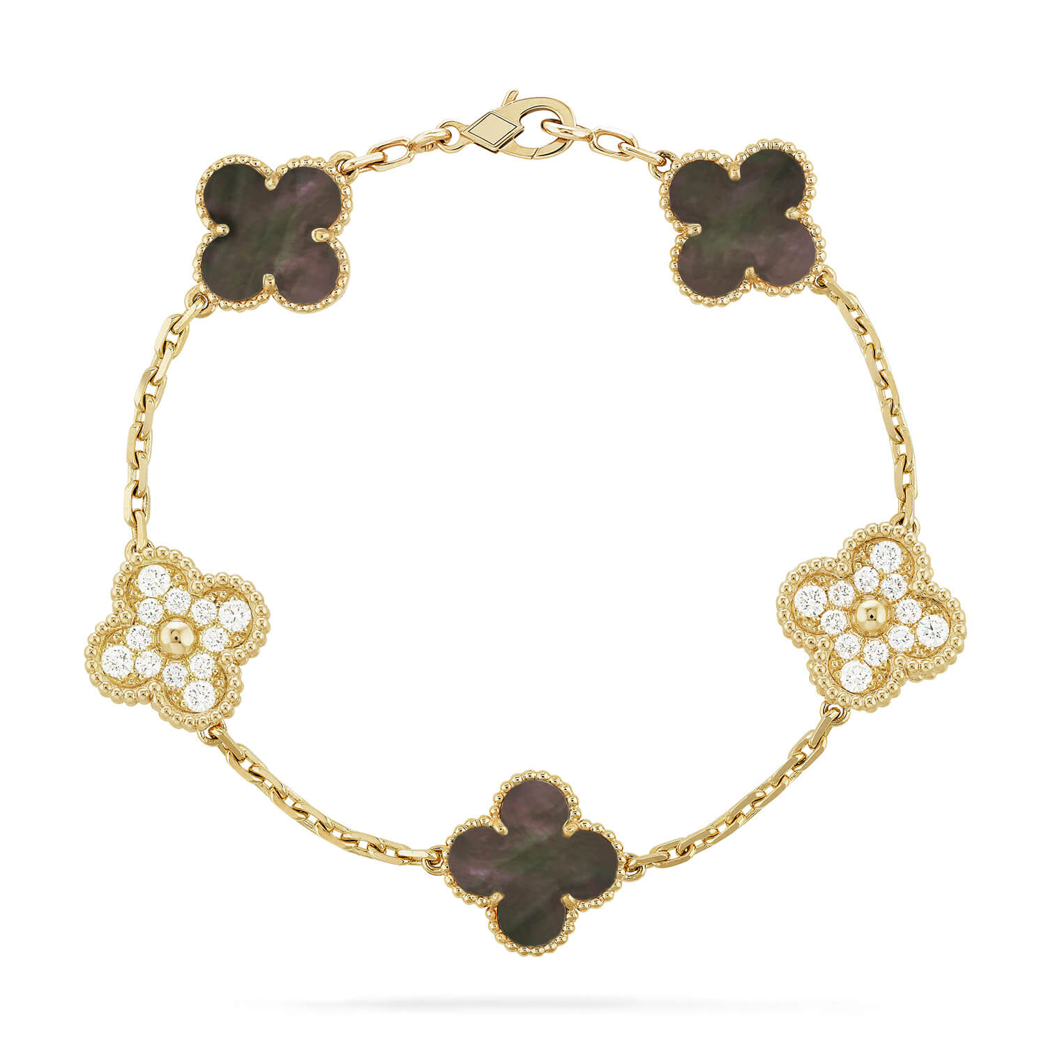 [Clover Jewelry]CLOVER 5 MOTIF GRAY MOP DIAMOND BRACELET