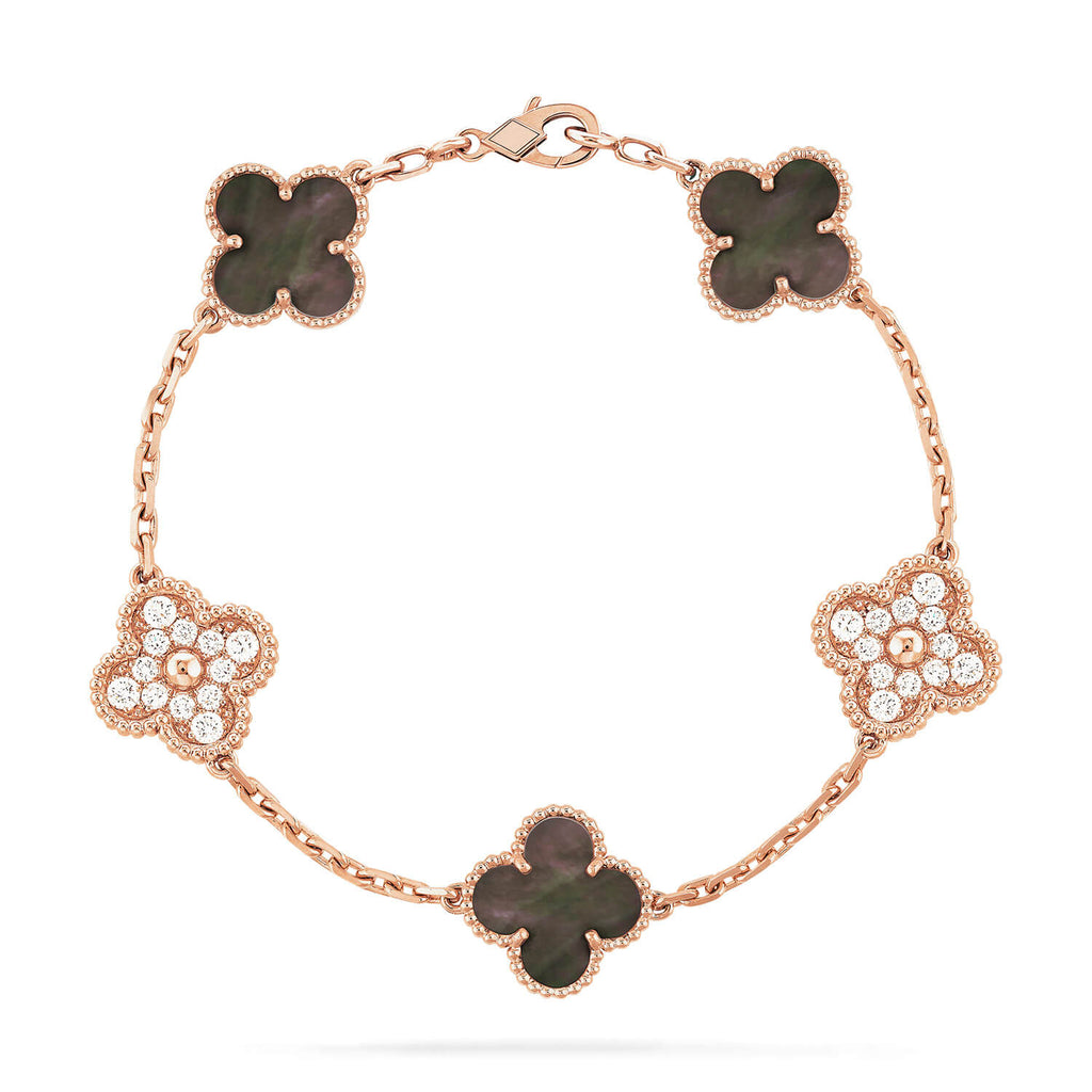[Clover Jewelry]CLOVER 5 MOTIF GRAY MOP DIAMOND BRACELET