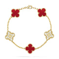 [Clover Jewelry]CLOVER 5 MOTIFS CARNELIAN DIAMOND BRACELET