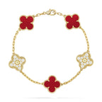 [Clover Jewelry]CLOVER 5 MOTIFS CARNELIAN DIAMOND BRACELET