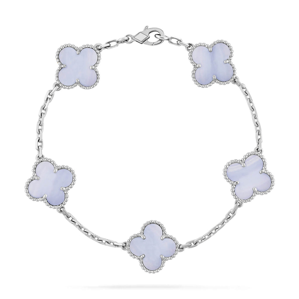 [Clover Jewelry]CLOVER  5 MOTIF PURPLE CHALCEDONY BRACELET SILVER