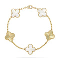 [Clover Schmuck]CLOVER ARMBAND 5 WEISSE MOP LASER MOTIVE