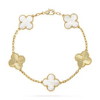 [Clover Schmuck]CLOVER ARMBAND 5 WEISSE MOP LASER MOTIVE