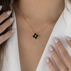 [Clover Jewelry]CLOVER 15MM DIAMOND ONYX HALSKETTE