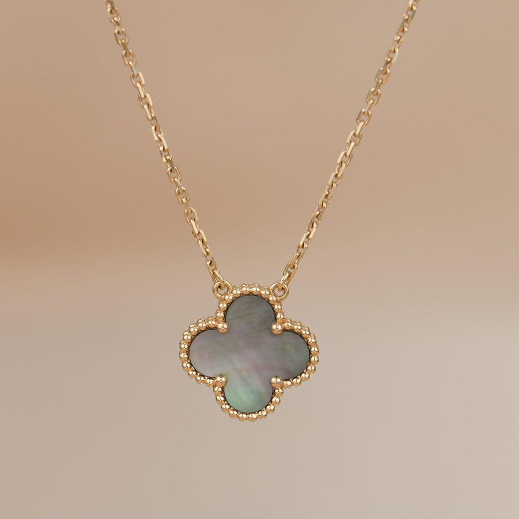 [Clover Jewelry]CLOVER 15MM  GRAY MOTHER OF PEARL NECKLACE