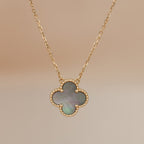 [Clover Jewelry]CLOVER 15MM  GRAY MOTHER OF PEARL NECKLACE