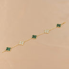 [Clover Jewelry]CLOVER  5 MOTIF MALACHITE DIAMOND BRACELET