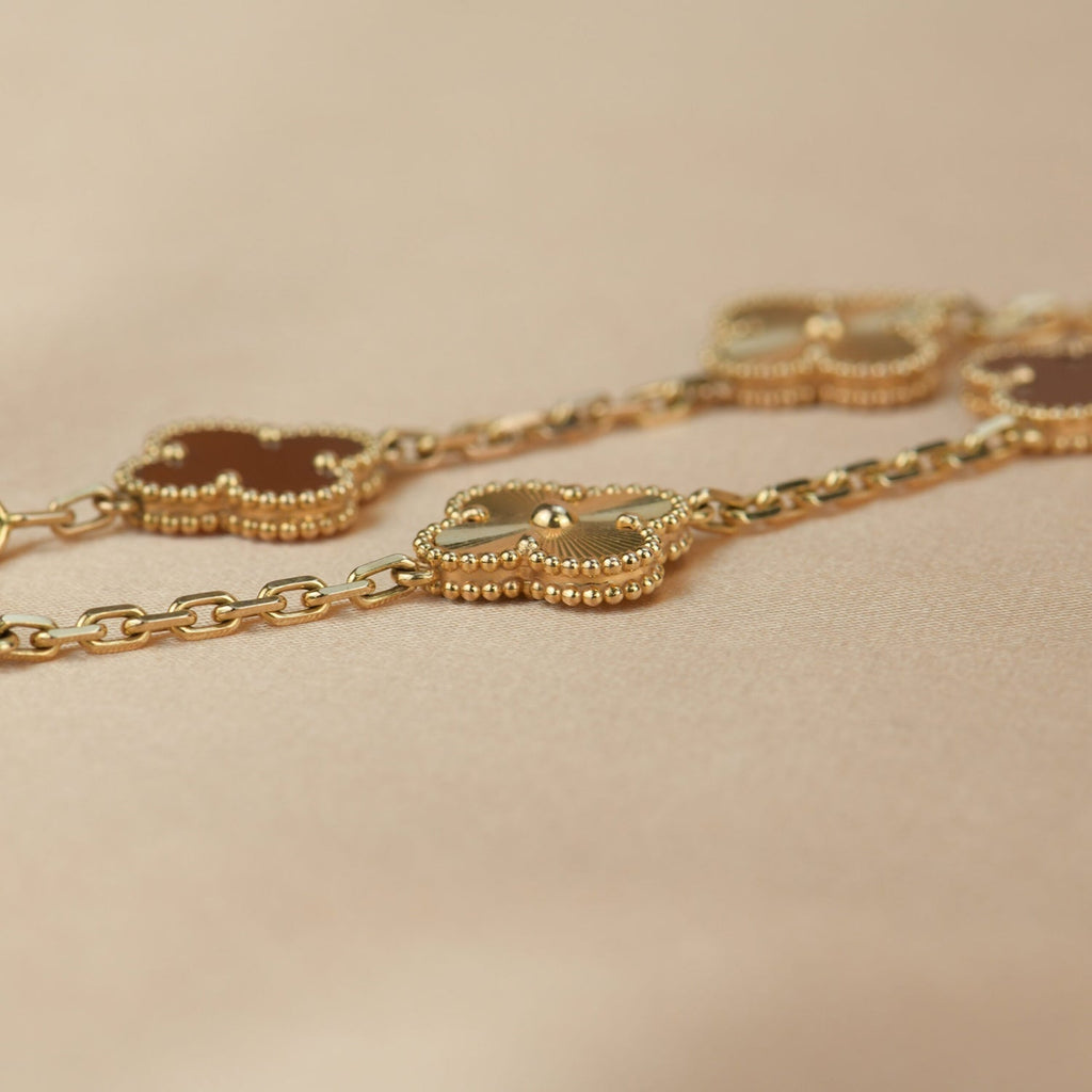 [Clover Jewelry]CLOVER  5 MOTIFS CARNELIAN GOLD BRACELET