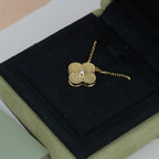 [クローバージュエリー]クローバー15MMダイヤモンドゴールドマザーオブパールネックレス
