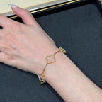 [Clover Jewelry]CLOVER 5 MOTIF ROCK CRYSTAL PINK GOLD BRACELET