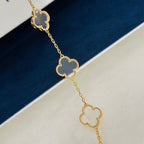 [Clover Jewelry]CLOVER 5 MOTIF ROCK CRYSTAL PINK GOLD BRACELET