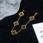 [Clover Jewelry]CLOVER 5 MOTIF ROCK CRYSTAL PINK GOLD BRACELET