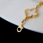 [Clover Jewelry]CLOVER 5 MOTIF ROCK CRYSTAL PINK GOLD BRACELET