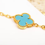 [Clover Jewelry]CLOVER 5 MOTIF TURQUOISE DIAMOND GOLD BRACELET