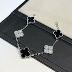 [Clover Jewelry]CLOVER 5 MOTIF ONYXS DIAMOND BRACELET SILVER