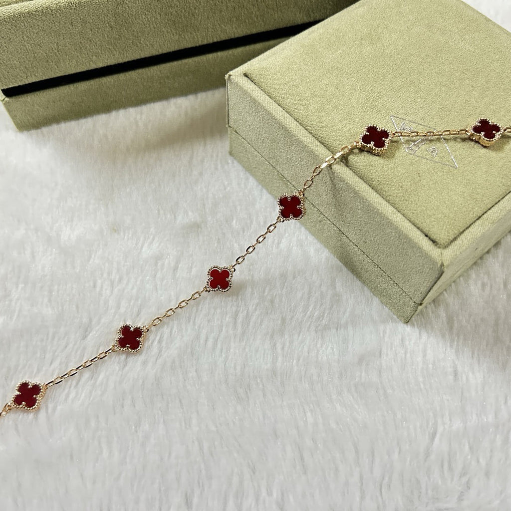 [Clover Jewelry]CLOVER 6 MOTIF RED AGATE BRACELET