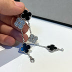 [Clover Jewelry]CLOVER 5 MOTIF ONYXS DIAMOND BRACELET SILVER