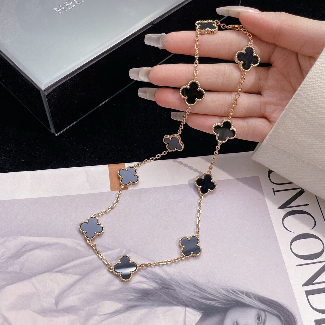 [Clover Jewelry]CLOVERS THE 10-MOTIFS ONYX NECKLACE