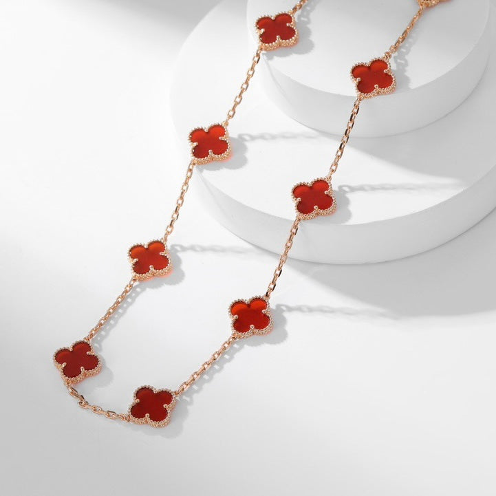 [Clover Jewelry]CLOVERS THE  10-MOTIFS CARNELIAN NECKLACE