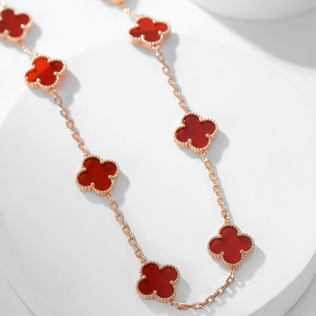 [Clover Jewelry]CLOVERS THE  10-MOTIFS CARNELIAN NECKLACE