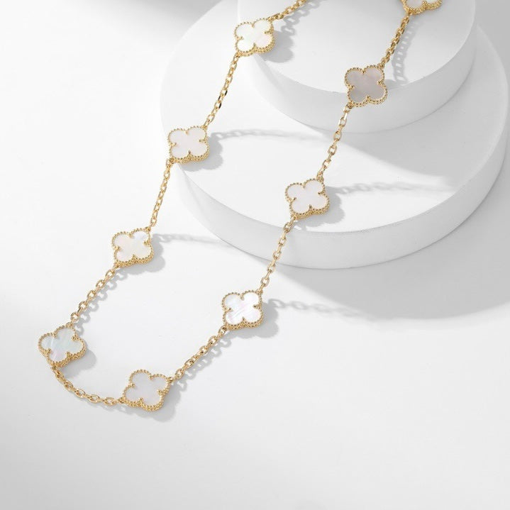 [Clover Jewelry]CLOVERS THE 10-MOTIFS WHITE MOTHER OF PEARL NECKLACE