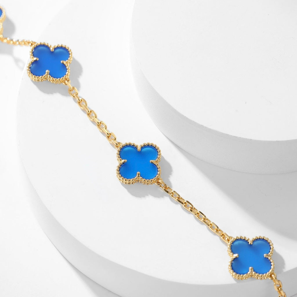 [Clover Jewelry]CLOVERS THE 10-MOTIFS BLUE AGATE NECKLACE