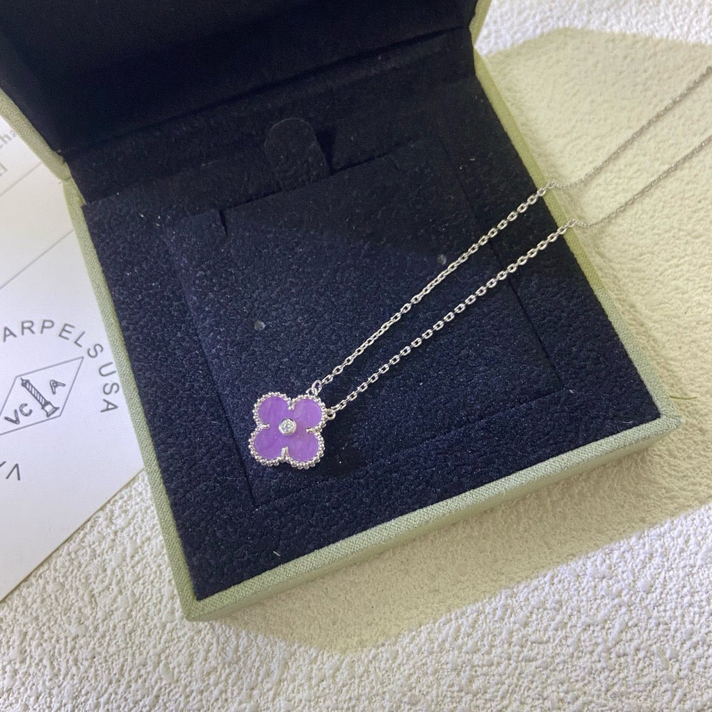 [Clover Jewelry]CLOVER 15MM DIAMOND  PURPLE VIOLET NECKLACE