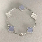 [Clover Jewelry]CLOVER  5 MOTIF DIAMOND PURPLE CHALCEDONY BRACELET SILVER
