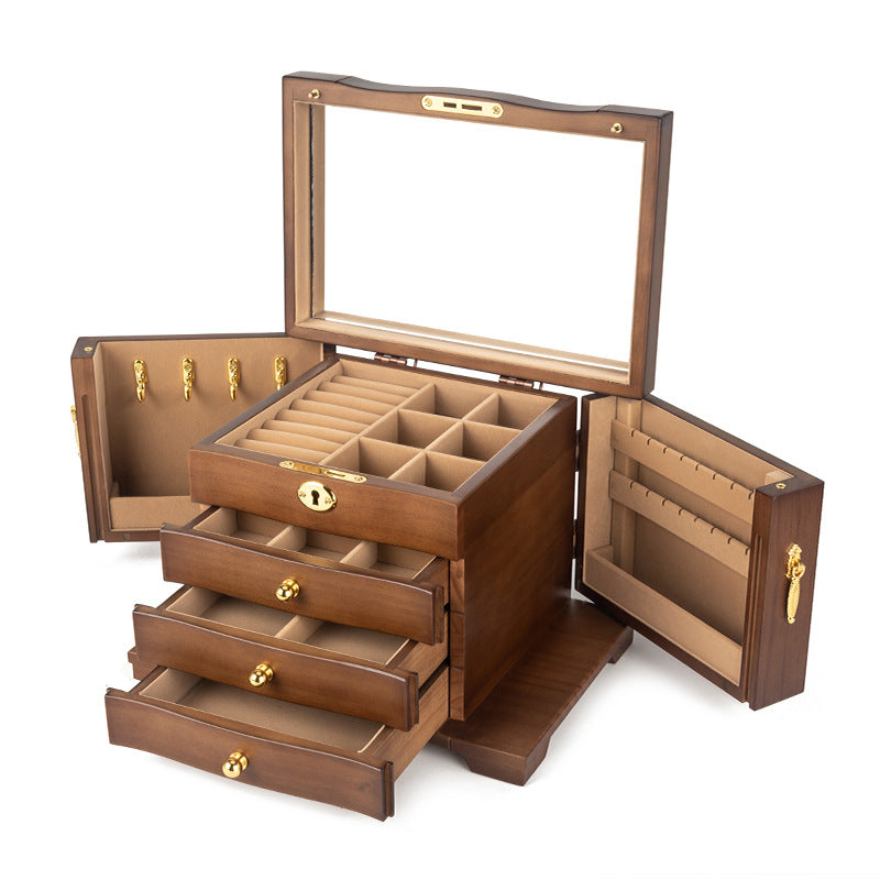 SCHMUCKAUFBEWAHRUNGSBOX MEHRSCHICHTIG GROSSE KAPAZITÄT HOLZSCHMUCKBOX