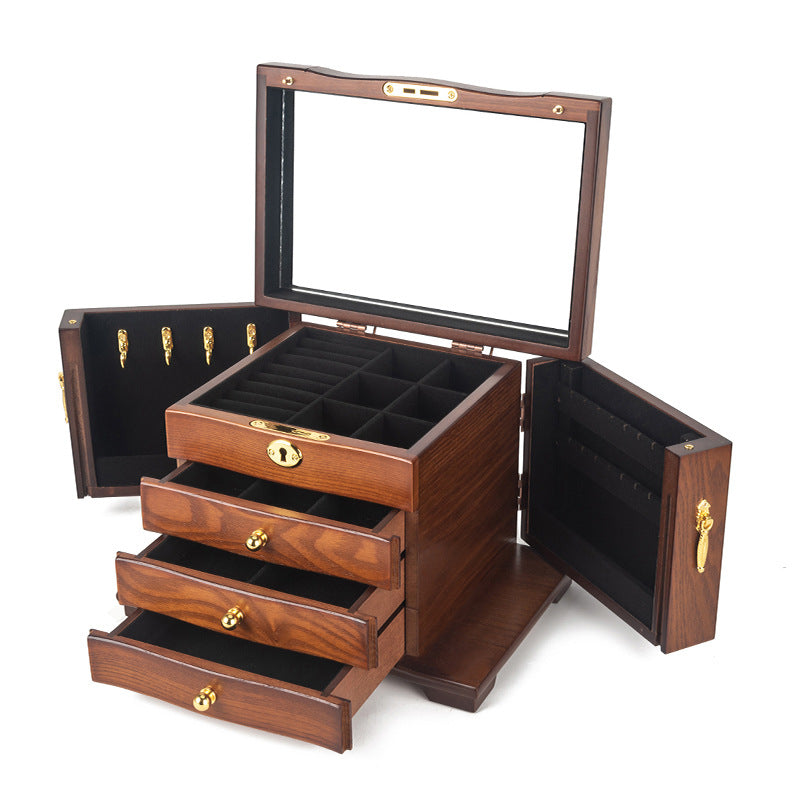 SCHMUCKAUFBEWAHRUNGSBOX MEHRSCHICHTIG GROSSE KAPAZITÄT HOLZSCHMUCKBOX