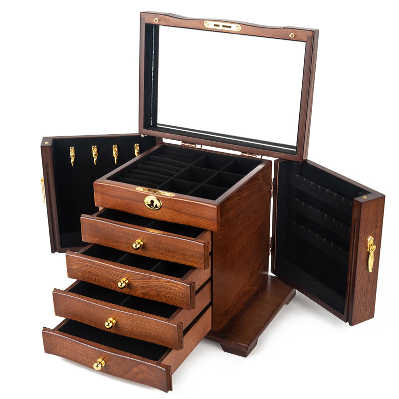 SCHMUCKAUFBEWAHRUNGSBOX MEHRSCHICHTIG GROSSE KAPAZITÄT HOLZSCHMUCKBOX