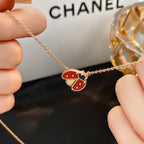 [Clover Jewelry]LUCKY  CARNELIANS LADYBUG NECKLACE