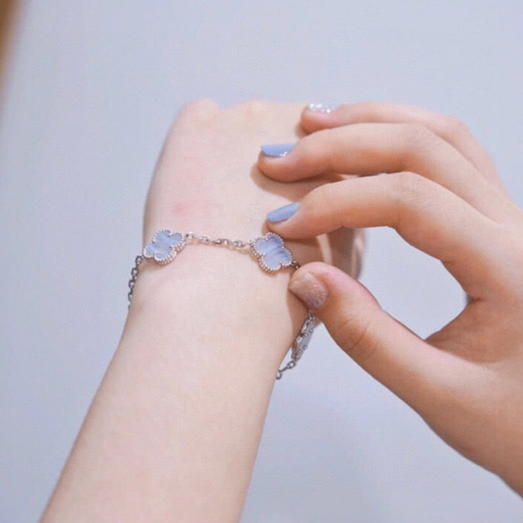 [Clover Jewelry]CLOVER  5 MOTIF PURPLE CHALCEDONY BRACELET SILVER